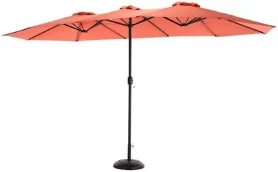 Imagen del producto de Sombrilla doble de 460 cm, parasol para mercado con manivela, gran sombrilla para jardín, rectangular, de doble cara, XL, parasol para terraza, protección UV, pérgola para jardín, balcón, terraza, camping (sin soporte, color naranja)