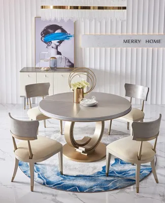 Produktbild von Komplette Esszimmer Garnitur Runder Tisch + 4x Lehnstuhl Stühle Essgruppe Set