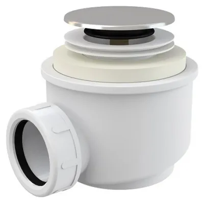 Obrázok produktu pre Odtoková súprava CLICK/CLACK pre vaničky d50mm, zátka plast chróm