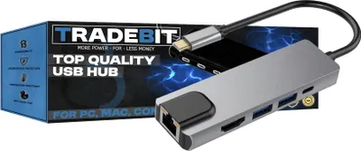 Image de hub 5 en 1 de type C vers HDMI 4K / USB 3.0 / LAN RJ45 Gigabit Ethernet / PD 60W Adaptateur pour MacBook/Windows Laptop