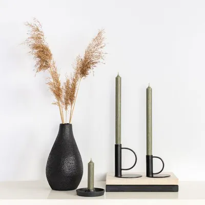 Image de Bougie décorative "Stabkerze" de diamètre 2,1 cm et de hauteur 19,5 cm - Vert olive