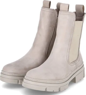 Produktbild von Tamaris Damen Chelsea Boots/ Stiefeletten Hell-Taupe Rauleder-Textil-Mix Größe: 36