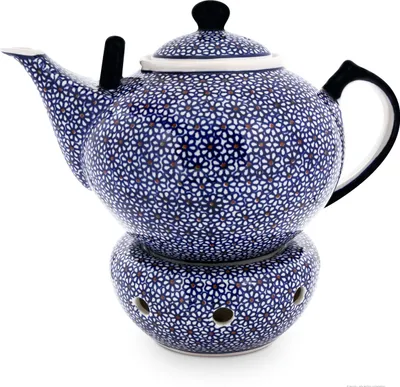 Produktbild von Original Bunzlauer Keramik 2,9 Liter Teekanne XXL Ø30 cm mit Stövchen Design 120