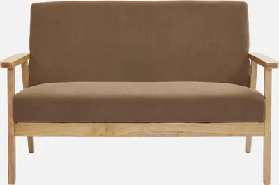 Immagine prodotto di sweeek - Divano a 2 posti con rivestimento in velluto a coste, piedini in legno - Taupe