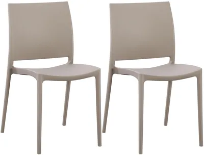 Produktbild von CLP 2er Set Gartenstühl Meton mit Lehne stapelbar wetterfest UV-beständig bis 150 kg taupe