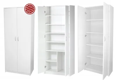 Image de Armoire polyvalente avec SOFT CLOSE amortisseur de porte blanc 74cm Largeur 180cm Hauteur avec six étagères et compartiment supplémentaire, armoire de classement Armoire de ménage
