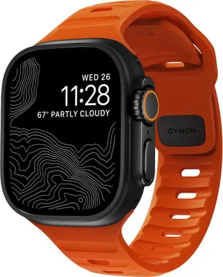 Image de Nomad Sport Bracelet Étanche 45/46/49mm – Caoutchouc Fluoroélastomère FKM – Canaux de Ventilation Intérieurs – Résiste à une Force Latérale de Glissement de 5 à 20 kgf - Orange
