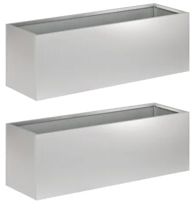 Zdjęcie produktu dla vidaXL Donice ogrodowe, 2 sztuki, srebrne, 60 x 20 x 20 cm