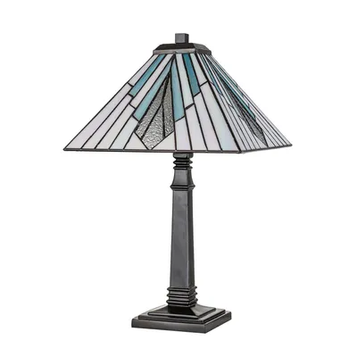 Produktbild von Tischleuchte Metall Glas E27 50,4 cm in Bronze Antik Mehrfarbig Tiffany Stil Tischlampe