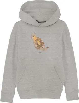 Produktbild von Mr. & Mrs. Panda Kinderpullover Otter Kind 12-14 Jahre (152/164) - Heather Grey - Geschenk, Tochter, Pullover, Kapuzenpulli, Hoody, Sweater, Hoodie, Geburt, Familie, Baby