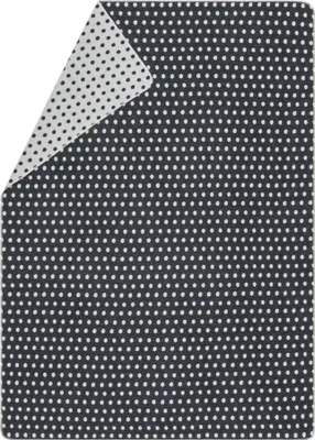A folded blanket with a polka dot pattern.