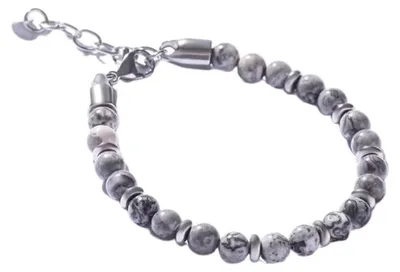 Produktbild von Perlenarmband fü r Herren mit grauem Jaspis MCGB5007