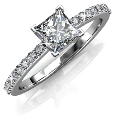 Image de Bague carrée simple avec cristaux et placage or