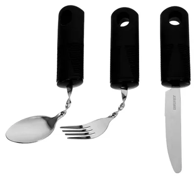 Produktbild von 3-teiliges Anti-Schüttel Besteckset aus Edelstahl für Senioren mit Handzittern