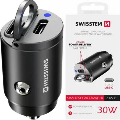 Zdjęcie produktu dla Autolaadija Swissten 2 x USB-C 30W