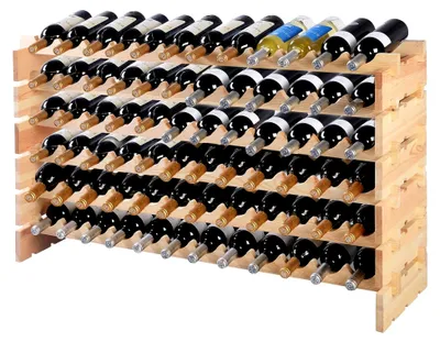 Produktbild von Stapelbares Weinregal aus Holz für 72 Flaschen, 6 Ebenen, Flaschenständer für Küche, Esszimmer, Bar und Keller, 119 x 29 x 72 cm