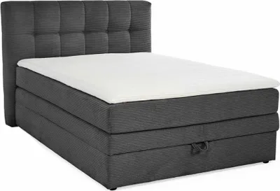 Produktbild von Boxspringbett 140x200 cm H3 Federkernmatratze Bonell Topper Cord Dunkelgrau / 20035