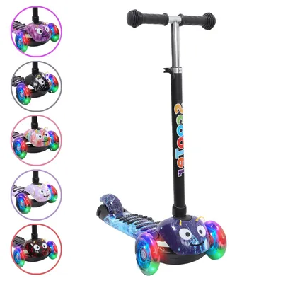 Produktbild von Habib 3D Kinderroller 3-Rad mit LED Licht | Klappbar & Verstellbar: Blau