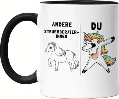 Produktbild von Andere Steuerberaterinnen Du Tasse Schwarz Pferd Einhorn Humor Lustig Unicorn Geschenk Apotheke