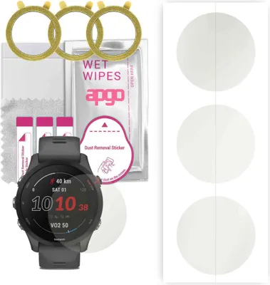 Produktbild von apgo 3 Stück Schutzfolie, Matt, kompatibel mit Garmin Forerunner 255 Smartwatch, Hydrogel Displayschutzfolie mit Positionierhilfe, Displayfolie, robust und kratzfest