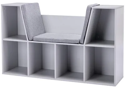 Immagine prodotto di Armadietto contenitore 2-in-1 per bambini con panchina | Colore: Bianco, Grigio | Dimensioni: 103x30x62 cm