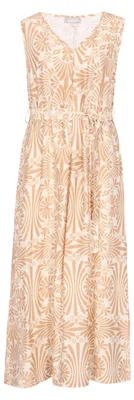 Produktbild von Beiges Kleid für Damen, Größe S, mit V-Ausschnitt und ärmellosem Design