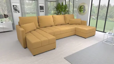 Zdjęcie produktu dla Zestaw wypoczynkowy sofa narożna Sofa Bella U - Część dzienna z funkcją spania i pojemnikiem na pościel
