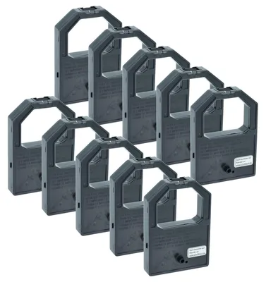 Produktbild von vhbw 10x Farbband Schriftband kompatibel mit Panasonic KX-P1090i, KX-P1090, KX-P1091, KX-P1083, KX-P1082, KX-P1081 Nadeldrucker, Bondrucker - Schwarz