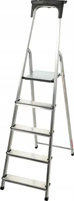 Image de Échelle double en aluminium - Échelle ménagère - 5 marches - Pliable - Plateforme de travail/tablette - Capacité de charge 125 kg