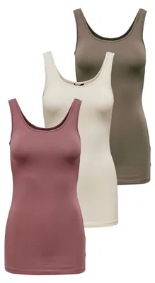Produktbild von ONLY Damen Onllive Love Tank TOP 3-Pack, Walnut/Rose Brown/Birch, XXL