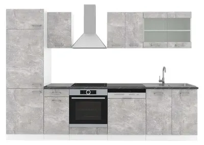 Image de Cuisine Vicco R-Line Béton/blanc 300cm , PT Anthracite, Model 42591