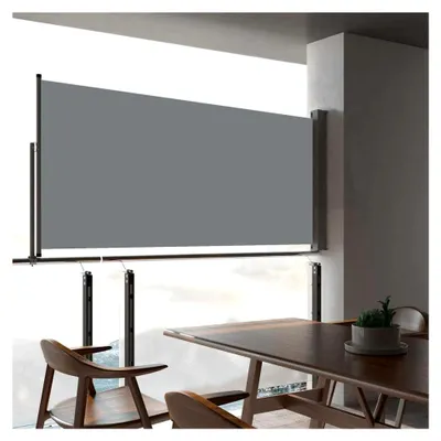 Produktbild von Ausziehbare Seitenmarkise für Sonnenschutz, Sichtschutz und Windschutz, Grau, 60 x 300 cm