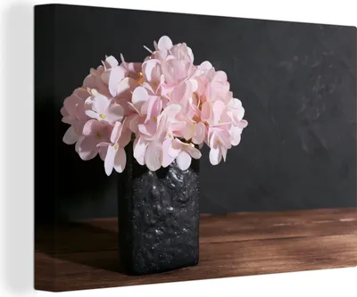 Produktbild von MuchoWow® - Leinwandbilder - Stilleben - Hortensie - Rosa, Wandbild, Wanddeko Bilder Wohnzimmer, 60x40 cm