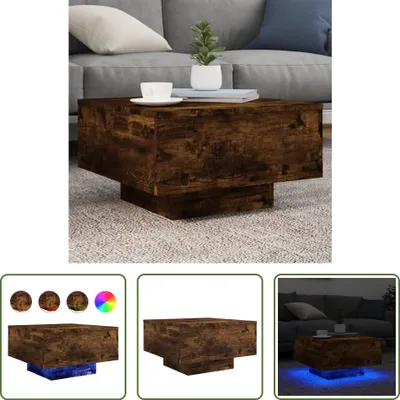Produktbild von The Living Store Couchtisch mit LED-Leuchten Räuchereiche 55x55x31 cm