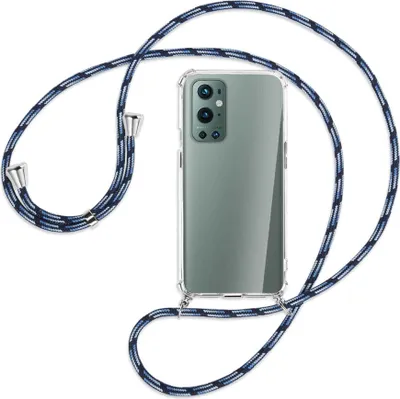 Produktbild von Handykette Backcover-Schutzhülle mit Band (Metall silberfarben) für OnePlus 9 Pro - Blautöne