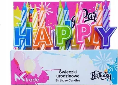 Produktbild von Bunte „Happy Birthday“-Geburtstagskerzen