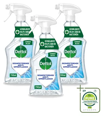 Produktbild von 3 x Dettol Allesreiniger Spray ohne Bleiche - 750 ml - Großpackung - 3 Stücke