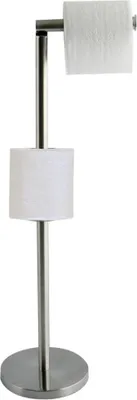 Produktbild von MSV Toilettenpapierhalter Stehend BxHxT:15x60x15 cm freistehender Papierrollenhalter in Edelstahl-Optik Edler Rollenhalter für WC-Rollen als Ersatzrollenhalter verchromt, Silber