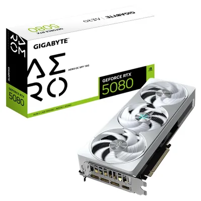 Image de GIGABYTE GeForce RTX 5080 AERO OC SFF 16G Carte graphique - 16 Go GDDR7, 256 bits, PCI-E 5.0, 2730MHz Core Clock, 3 x DisplayPort, 1 x HDMI, GV-N5080AERO OC-16GD