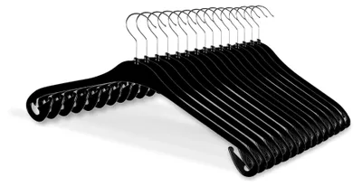 Produktbild von 20 schwarze Kunststoff-Kleiderbügel 43cm mit Rockhaken