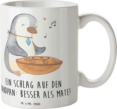 Produktbild von Mr. & Mrs. Panda Kaffeebecher Handpan Zauber - Weiß - Geschenk, Musiker, Lernen, Meditation, Klangschalen, Klänge, Musik, Trinkbecher, schöne tasse, Instrument, Teetasse
