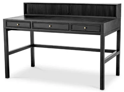 Produktbild von Casa Padrino Luxus Schreibtisch Schwarzgrau / Messing 130 cm