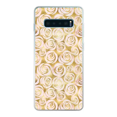 Produktbild von MuchoWow® Handyhülle Schutzhülle Hülle für Samsung Galaxy S10 Plus Marmor - Gold - Rosen - Muster Silikon Softcase Handy Hülle - Schutzhülle