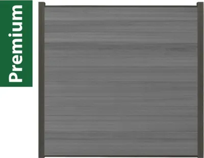 Produktbild von Woodstore24- XXXL Premium coex. WPC Sichtschutzzaun grau - 5 x Zaun & 6 x Pfosten - 175 cm x 179 cm - Gartenzaun Komplettset - inkl. Pfosten