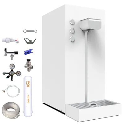 Produktbild von Wassersprudler Sprudelwassergerät Tafelwasseranlage Flux Slim Plus in weiß SET