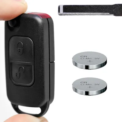 Produktbild von Klapp Schlüssel Gehäuse Funkschlüssel Fernbedienung Autoschlüssel 2 Tasten HU44 W168 + 2X Batterie kompatibel mit Mercedes Benz