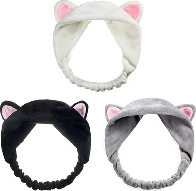 Produktbild von 3pcs Haarband, süß Stirnband, Haarschmuck Haarreifen mit Katze Ohr für Damen Mädchen Gesichtswäsche Make up