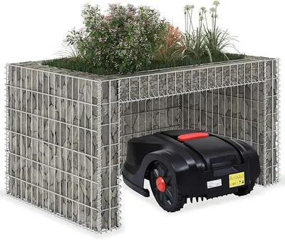 Produktbild von Rasenmäher Garage, Stahldraht Unterstand 110x80x60 cm mit Hochbeet für Mähroboter Schutz und Gartendekoration
