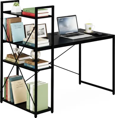 Produktbild von Schreibtisch mit Regalen, 120 x 60 cm, Schwarz, aus MDF