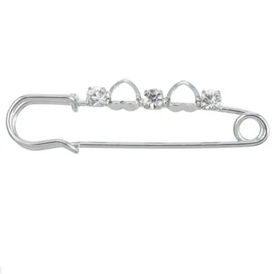 Produktbild von 2 Broschen Anstecknadeln Verschlußnadel Hohl Herz Strass Silber 5x1.4cm L/P